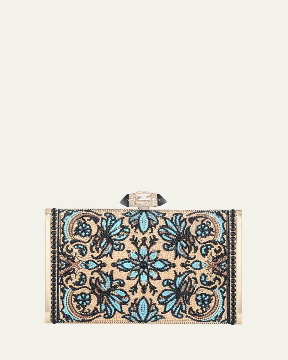 Floral Crystal Rectangle Clutch Bag